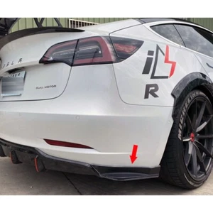 Unpainted Fit For Tesla Model 3 Sedan Rear Side Bumper Lip Splitter Spoiler - Picture 1 of 8