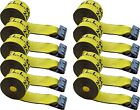 10 Pack 4" x 30' Winch Tie Down Strap w/Flat Hook for Flatbed Truck Trailer Farm