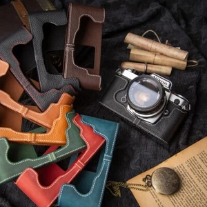 Étui demi-appareil photo en cuir véritable fait main pour Nikon FM FE - Photo 1 sur 48