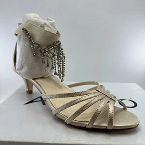 Ashro Amoris Gem Heels Pearl / Gold Size 9 M Bling Shiny Jeweled New With Box - Picture 1 of 9