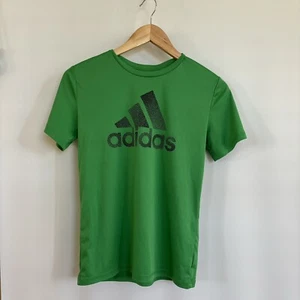 ADIDAS Boys Logo Athletic Activewear T-shirt Medium M (10/12) Green Short Sleeve - Picture 1 of 6