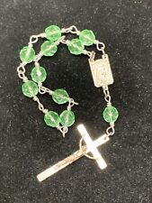 Handmade Vintage Green Uranium Czech Glass UV Glow Rosary Prayer Beads ☢️Pawlak