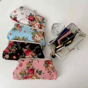 Portafoglio donna vintage motivo floreale portamonete bacio-lock pochette leggero - Foto 1 di 16