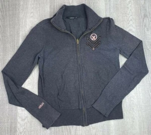 Hurley Girls Cardigan Sweater Gray Heathered Long Sleeve Mock Neck Pockets L - Picture 1 of 7