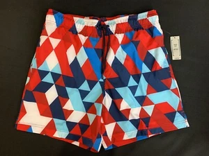 Mens Swimsuit Shorts George Medium 32-34 Above Knee Lined Pockets Red White Blue - Picture 1 of 16