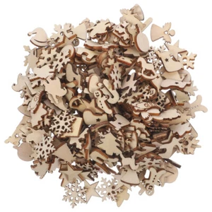 300 Pcs Weihnachtsdekoration Holzspäne Kind Weihnachtsholzhandwerk - Bild 1 von 12