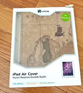 iPad Air cover, 9x 6.5 inside, leather, antique map, new , never used - Picture 1 of 6