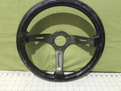 Volante deportivo de gamuza plato profundo 14" NEGRO con GLITTER coche de carreras Foto 1 de 4