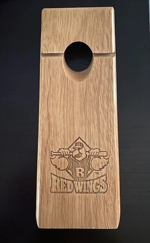 ROCHESTER NY RED WINGS BASEBALL Souvenir Carved Wood Wine Bottle Holder Stand Cover