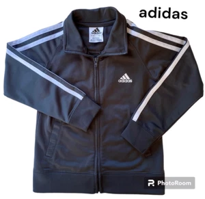 Adidas SZ 4 Little Boys Grey & White Full Zip Track Jacket With Logo - Picture 1 of 10