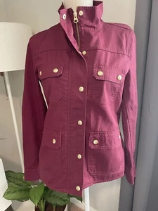 NWT! J. Crew Burgundy Trucker Jacket Gold Buttons Size Small Business MSRP $148 - Picture 1 of 7