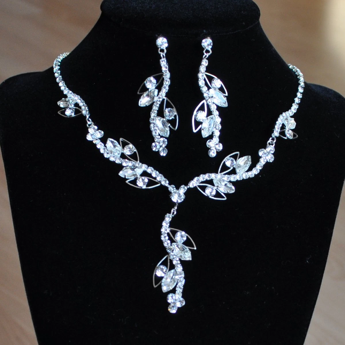Braut-Schmuck Set Mit Strass Halskette & Ohrringen | Kristall-Set Für Hochzeit, Party & Festliche Anlässe – Für Frauen & Mädchen