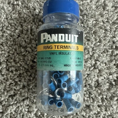 🔥 Panduit Pv14-14R-C 16-14 Awg Vinyl Ring Terminal 1/4" Stud Pk100 Unopened.   - Image 1 of 4