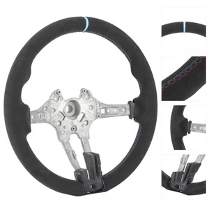 [Upgrade For Full Suede Steering Wheel Blue Stripe Fit For F20 F22 - Picture 1 of 12