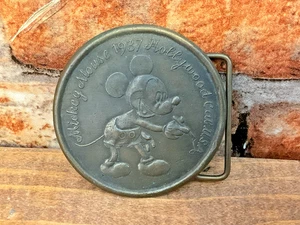 Vintage 1970's Mickey Mouse 1937 Hollywood California Brass Belt Buckle  2.5" - Picture 1 of 7