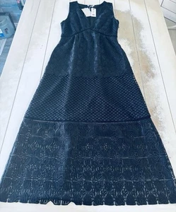 Joie Ardal Lace Sleeveless Black Midi Dress Size 6 NWT - Picture 1 of 7