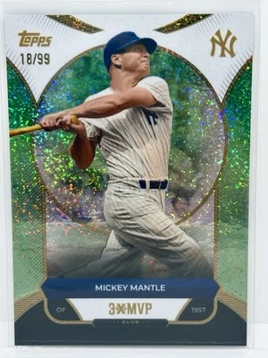 Topps Welcome to the Club 2025 “3x MVP” #20 Mickey Mantle Green Stardust/99 Foto 1 de 2