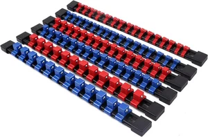 Organizador de enchufes montable soporte deslizante riel estante herramientas almacenamiento 6 piezas 1/4 3/8 1/2 - Imagen 1 de 11