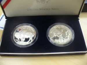 2 U.S. SMITHSONIAN AMERICAN BUFFALO COMMEMORATIVE 2001 SILVER PROOFS  $1  w/ COA - Picture 1 of 3