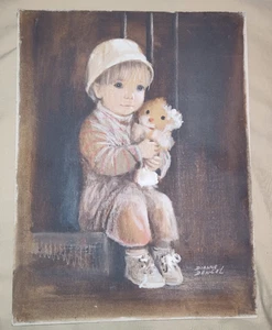 Seltenes (altes) Dianne Dengel Original ungerahmtes Ölgemälde Mädchen 10 1/2 x 14 - Bild 1 von 3