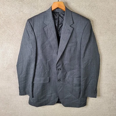 Chaqueta Chaps Para Hombre 40L Gris Rayas Blazer Lana 2 Botones Traje Abrigo Carbón Foto 1 de 4