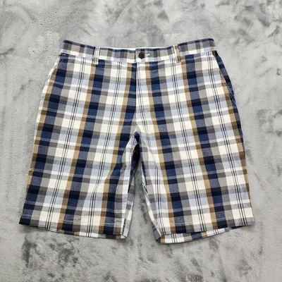 Pantalones Cortos Dockers Para Hombre 36 Azul Marrón Perfecto Algodón a Cuadros Bermudas Chino Verano Foto 1 de 4