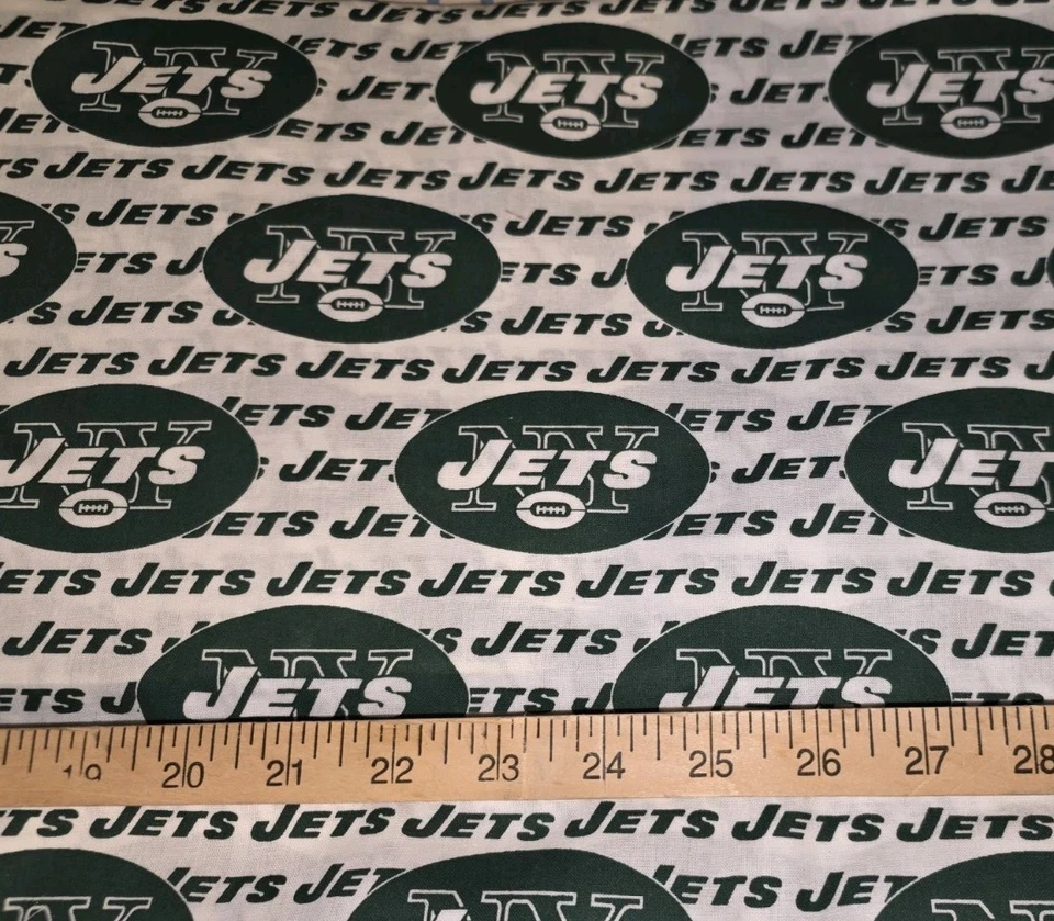 NFL New York Jets White Green Cotton Craft Sewing Fabric by the Yard NEW - Image 1 of 1