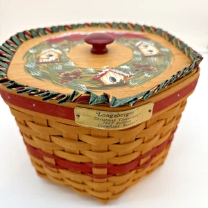 Longaberger Colección Navidad 1997 Copo de Nieve Cesta Forro, Tapa y Protector - Imagen 1 de 11