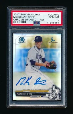 2017 Bowman Chrome Draft Mackenzie Gore Refractor Auto RC 499, PSA 10 - Image 1 of 2