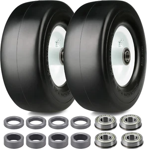 2 Stück 9X3.50-4 "Flat Free Reifen, Rasenmäherreifen, mit 3,5" zentrierter Nabe, 3/4" & 5/ - Bild 1 von 12