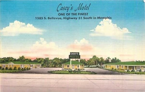 MEMPHIS, TENNESSEE - CASEY'S ROADSIDE MOTEL - VINTAGE LINEN POSTCARD VIEW - Picture 1 of 2