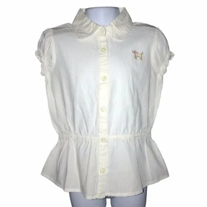 NWT Gymboree White Embroidered Labrador Puff Sleeve Blouse Girl’s 4 - Picture 1 of 7