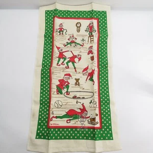 Toalla de cristal de lino The Elfkins colgante de pared decoración de Navidad 28"x 15" - Imagen 1 de 10
