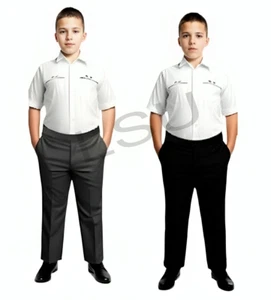 Boys Half Elasticated Plus Fit School Trousers Secure Zip Clip Closure Trousers - Picture 1 of 12