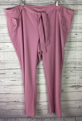 Pantalones de vestir elásticos con cinturón rosa Ashley Stewart para mujer talla 36 nuevos con etiquetas Foto 1 de 4