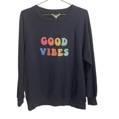 Wildfox "Good Vibes" Sweatshirt Small Blue Multicolored Size Small Foto 1 de 4