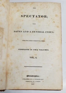 THE SPECTATOR WITH NOTES AND A GENERAL INDEX 1832 Volume 1 Philadelphia - Picture 1 of 16