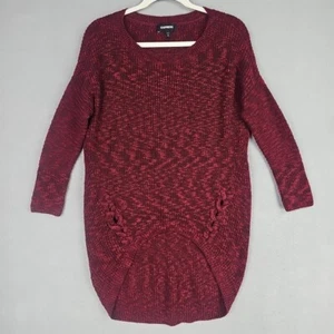 Express High Low Tunic Sweater Womens XS Heather Red 3/4 Fitted Dolman Sleeve - Picture 1 of 9