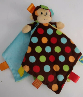 Mary Meyer Taggies Monkey Lovey Security Blanket Polka Dot Patchwork Blankie - Image 1 of 4