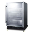 Summit SCR610BLRI 24' Glass Door Undercounter Refrigerator in Black, 5 cu. ft.