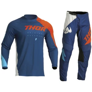 YOUTH THOR SECTOR MOTOCROSS MX KIT PANTS JERSEY - EDGE NAVY / RED ORANGE - Picture 1 of 7