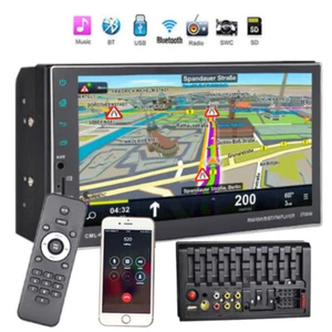 7"Car GPS Navigation Radio DVD Player Rear View Double DIN Stereo Touch Screen - Picture 1 of 9