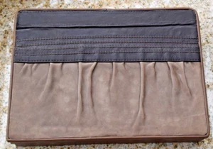 Leather Covered Wooden Box Lined w/Leather Jewelry Box Trinket Box 10" x 8" x 2" - Picture 1 of 9