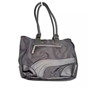 PUMA Tote Bag Purse Rare Black/Gray Faux Leather Bottom & Handles EUC= - Picture 1 of 22