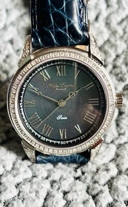 Swiss Legend Diamonds Woman Watch 10 ATM Swiss mvmt MOP Embossed Deployment Band - Picture 1 of 12