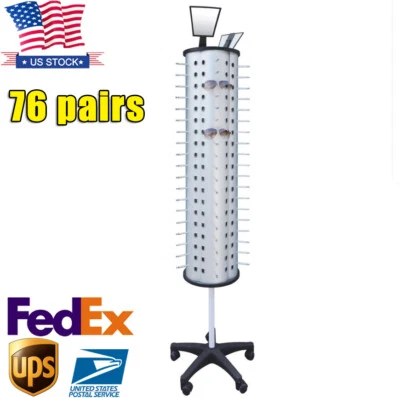 Estante de exhibición giratorio para gafas de sol 76 piezas soporte de piso giratorio soporte de vidrio Foto 1 de 4