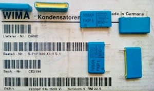 125 Stück Folienkondensatoren Wima - FKP1 - 2200pF - 1600V - 5% - RM22,5 - Picture 1 of 1