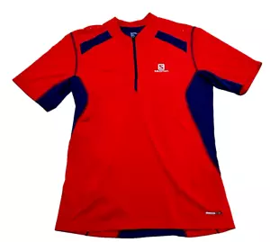 SALOMON AdvancedSkin ActiveDry Running Cycling Top Red Navy Blue Size M - Picture 1 of 8