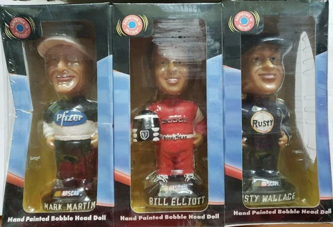 Sealed Set 2001 Bobble Head Nascar Hand Painted WALLACE ELLIOT MARTIN SET 6 NEW Cover