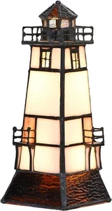 Lighthouse Stained Glass Accent Table Lamp for Home Decoration 5x5x9 in H L30727 - Picture 1 of 8
